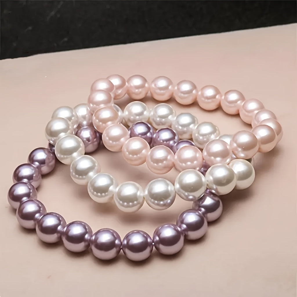 Elegant Freshwater Saltwater Pearl Bracelet Set — Pink, Purple & White Pearls for Harmony, Love & Spiritual Wellness