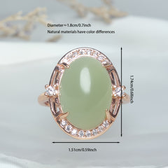 Natural Stone Men's Ring - Green Jade Energy for Harmony & Protection