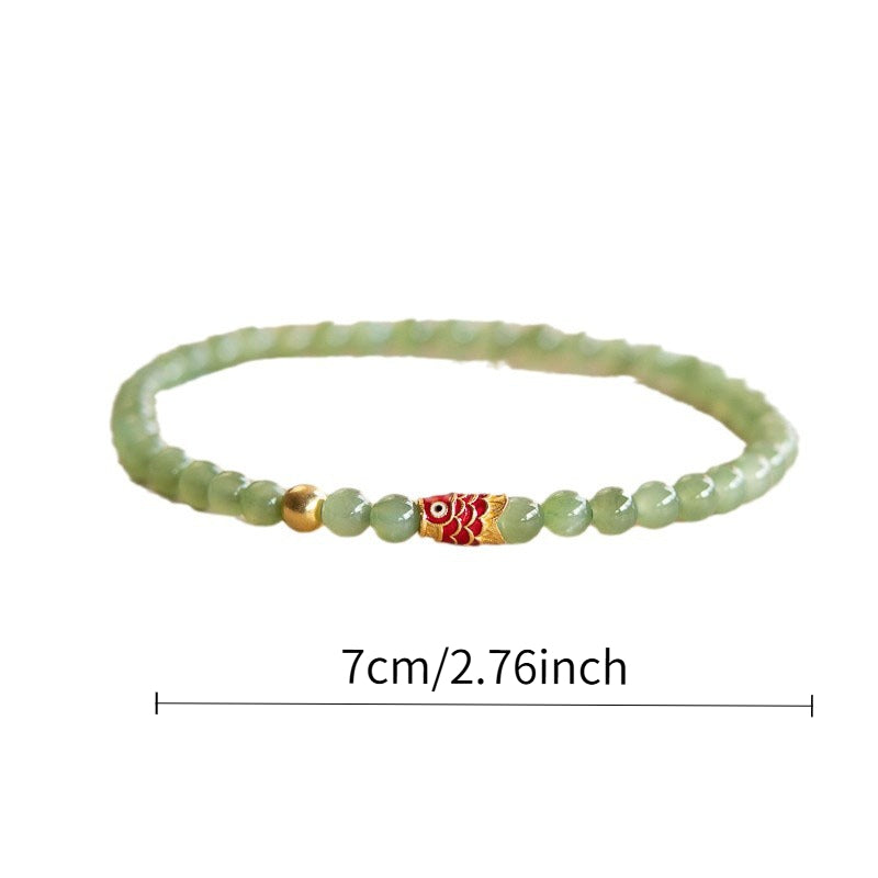 Bohemian Koi Fish Bracelet - Green Gemstone for Luck & Harmony