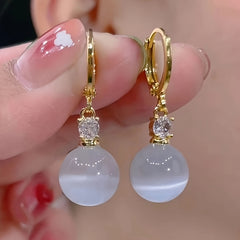 Bohemian Cat's Eye Drop Earrings - Summer Vibes & Harmony Energy