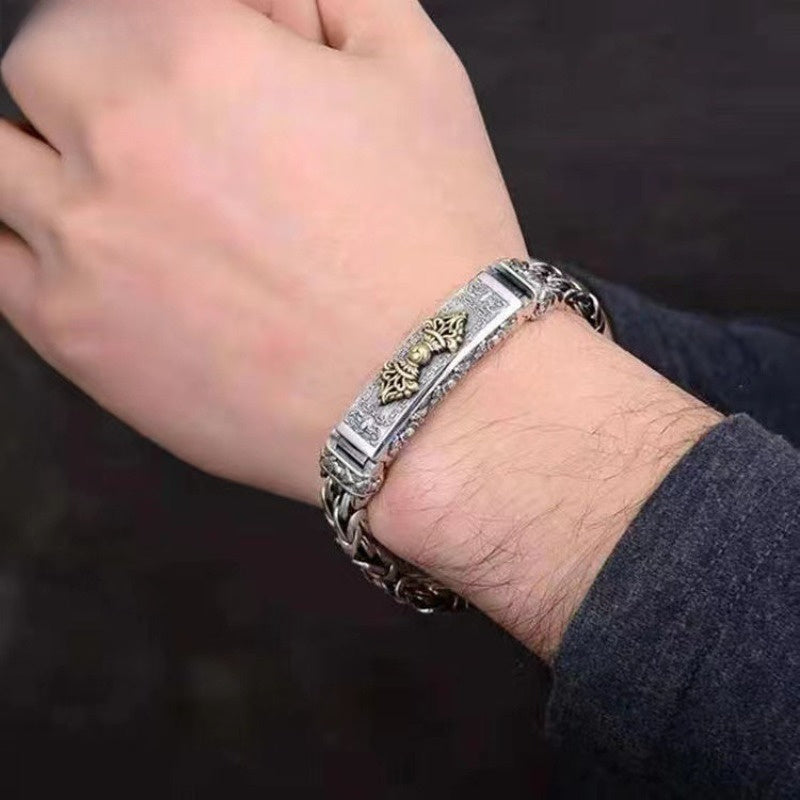 S925 Sterling Silver Men’s Peace Symbol Bracelet – Harmony, Protection & Calming Energy Bangle