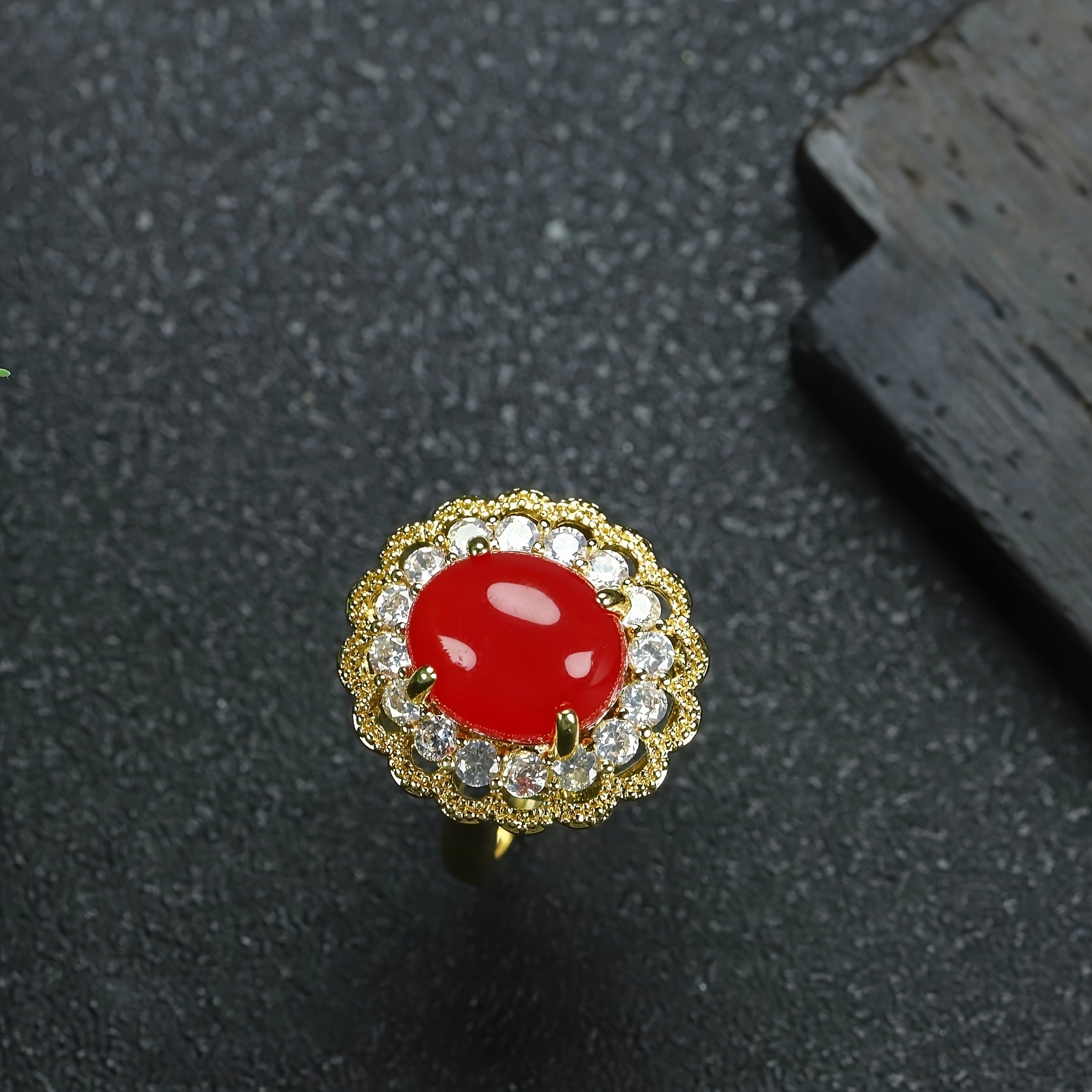 Elegant Red Agate Open Ring for Passion, Confidence, and Royal Style