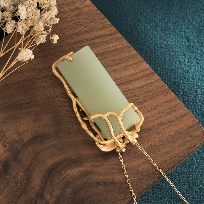 Chinese Style Palace Copper Gold Plated Flower & Bird Pendant - Spiritual Harmony & Prosperity Amulet