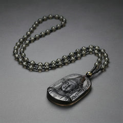 Frosted Guanyin Pendant Necklace - Compassion Blessing Charm for Serene Energy and Spiritual Protection