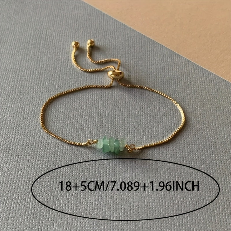 Women's Elegant Bohemian Gold & Green Bead Bracelet - Year-Round Harmony & Energy Protection