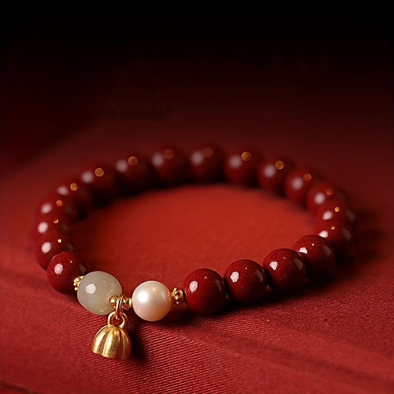 Unisex Cinnabar & Agate Pendant Bracelet – Career Enhancement & Harmonious Energy