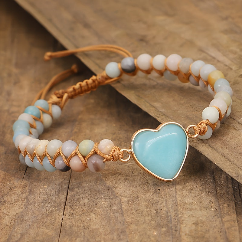 Natural Stone Love Heart Bracelet - Elegant Energy for Women’s Daily Wear