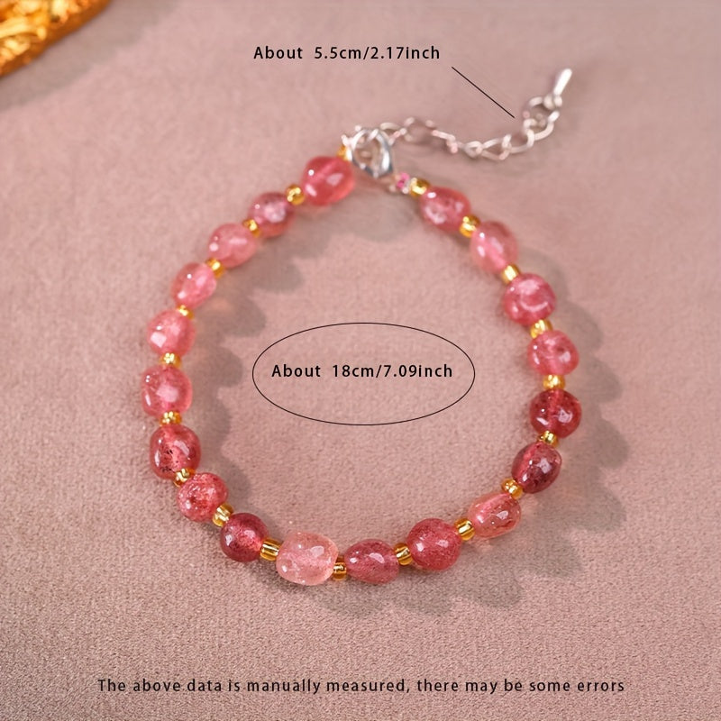 Pink & Clear Quartz Stone Bracelet - Natural Healing Energy for Love & Calm, Luxury Gift for Women