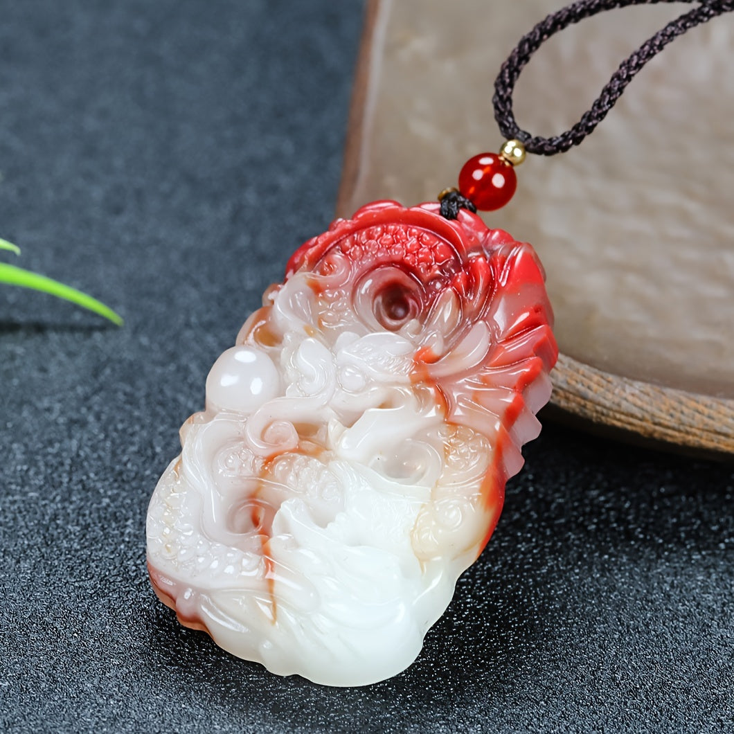 Artificial Dragon Brand Pendant Necklace - Red Energy Talisman for Prosperity & Protection