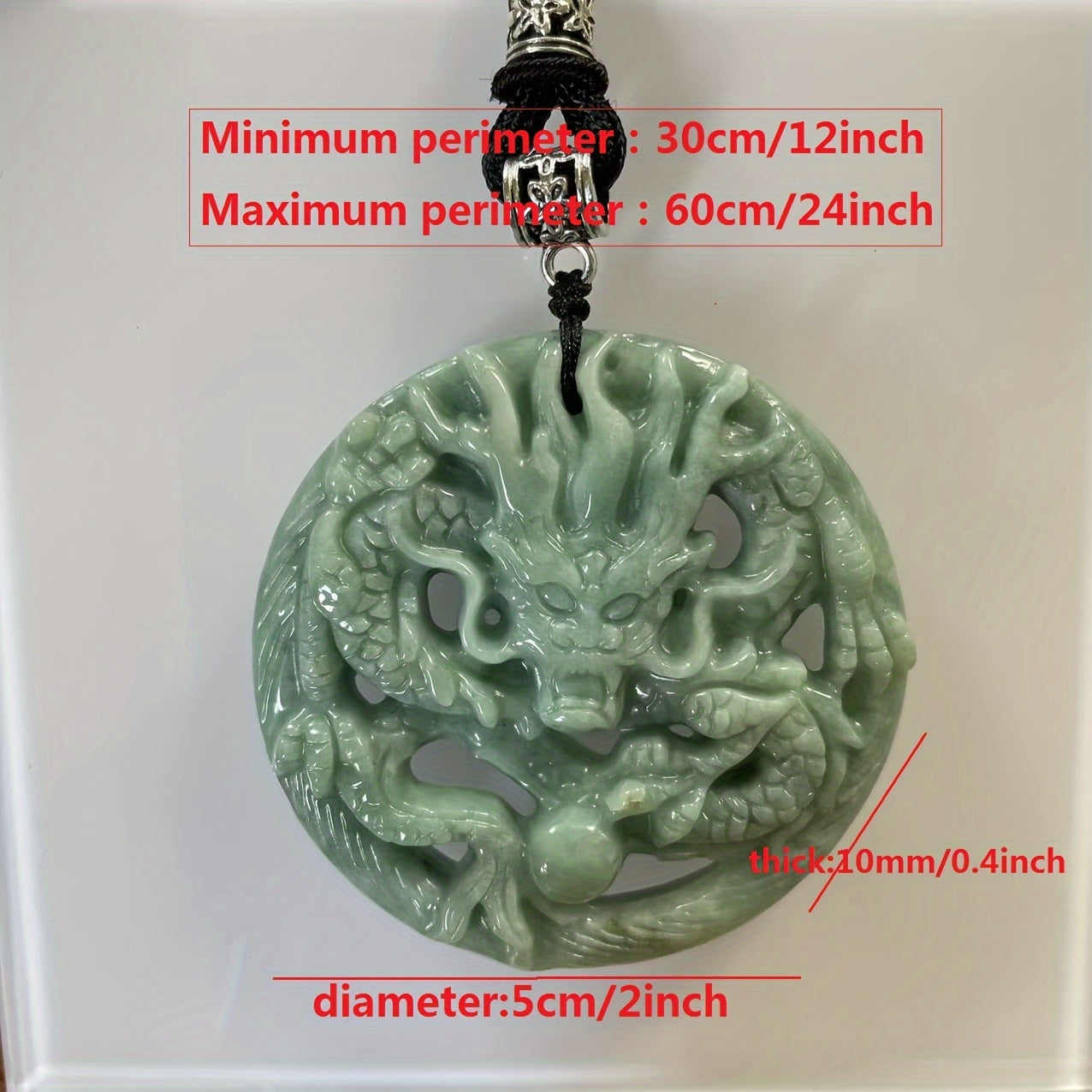 Natural Green Jade Dragon Pendant - Harmony Prosperity Spiritual Balance Authentic Charm