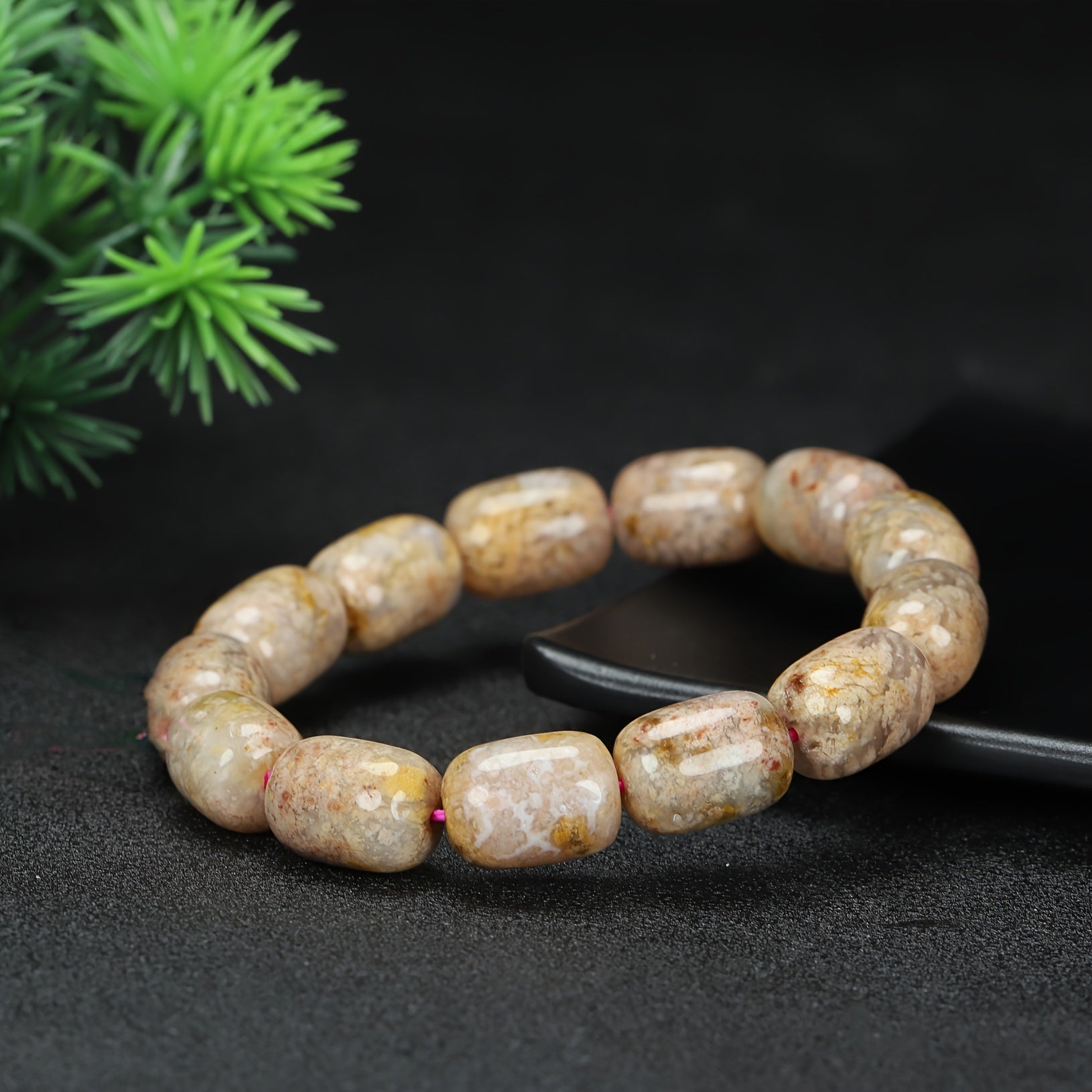 Vintage Natural Agate Beaded Bracelet for Grounding, Stability, and Emotional Balance