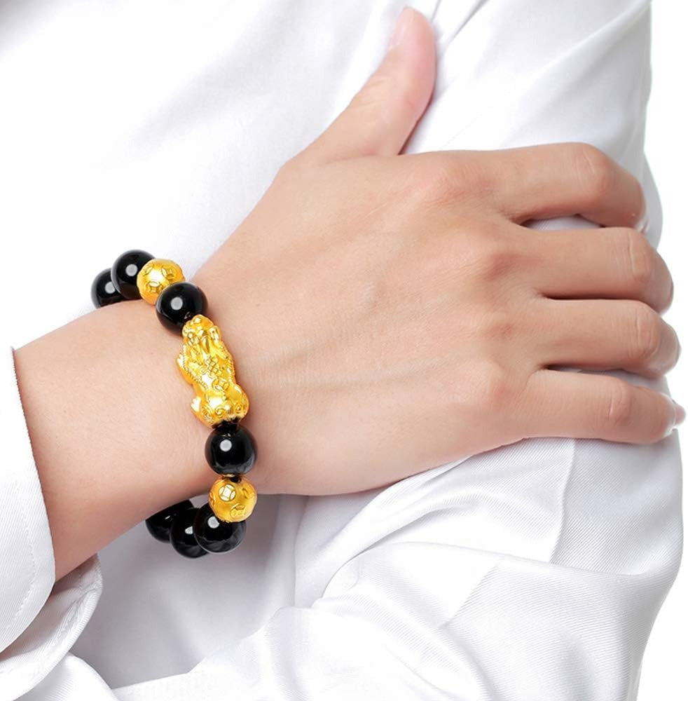Feng Shui Wealth Bracelet  Ultimate Prosperity Armor for Men Women Pixiu and black obsidian. It brings prosperity, offers protection, attracts good fortune and repels evil spirits