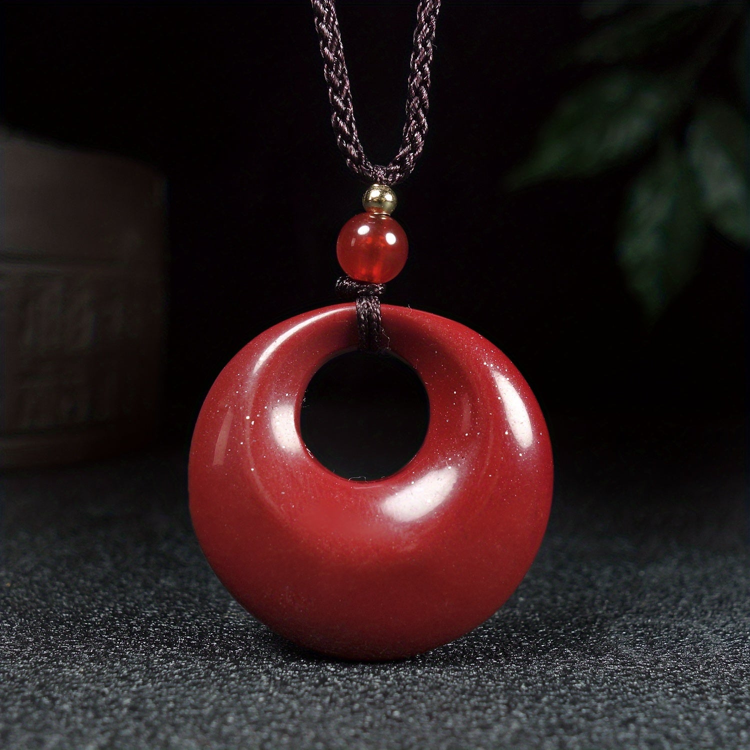 Natural Raw Stone Cinnabar Pendant Necklace - Spiritual Protection & Positive Energy for Men and Women