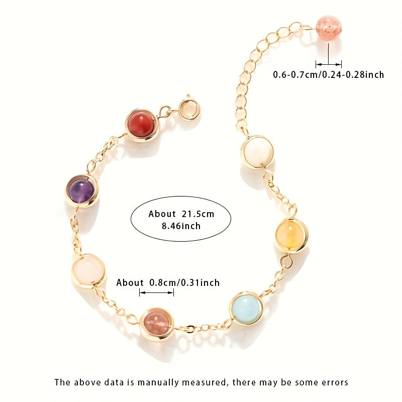 1pc Women's Elegant Luxury Natural Stone & Crystal Bead Bracelet - Multi-Color Energy Boost - Perfect Gift for Special Occasions