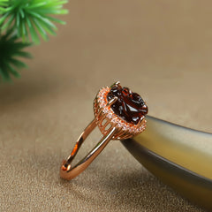 Elegant Vintage Rose Agate Adjustable Ring for Love & Emotional Balance, Handmade Gemstone Jewelry
