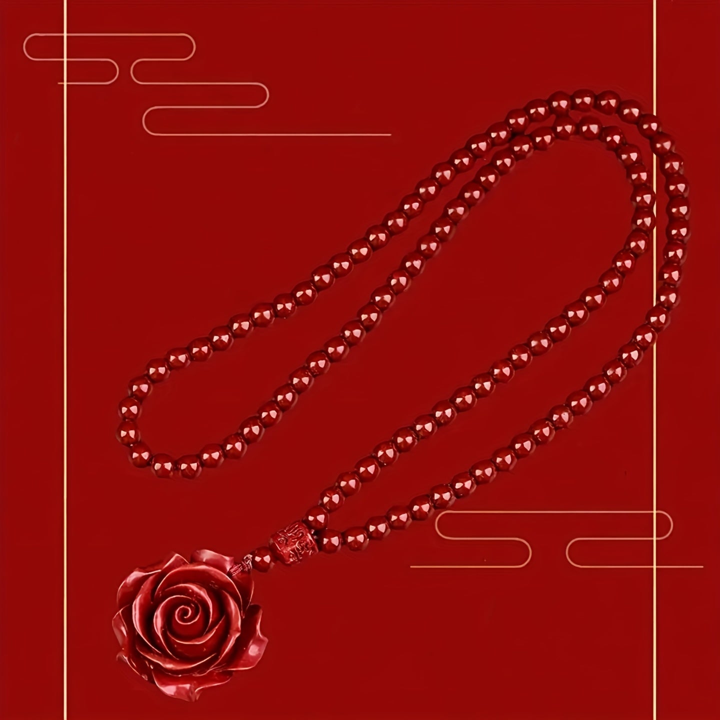 Handmade Red Rose Necklace - Burgundy Floral Jewelry for Love, Luck & Spiritual Harmony