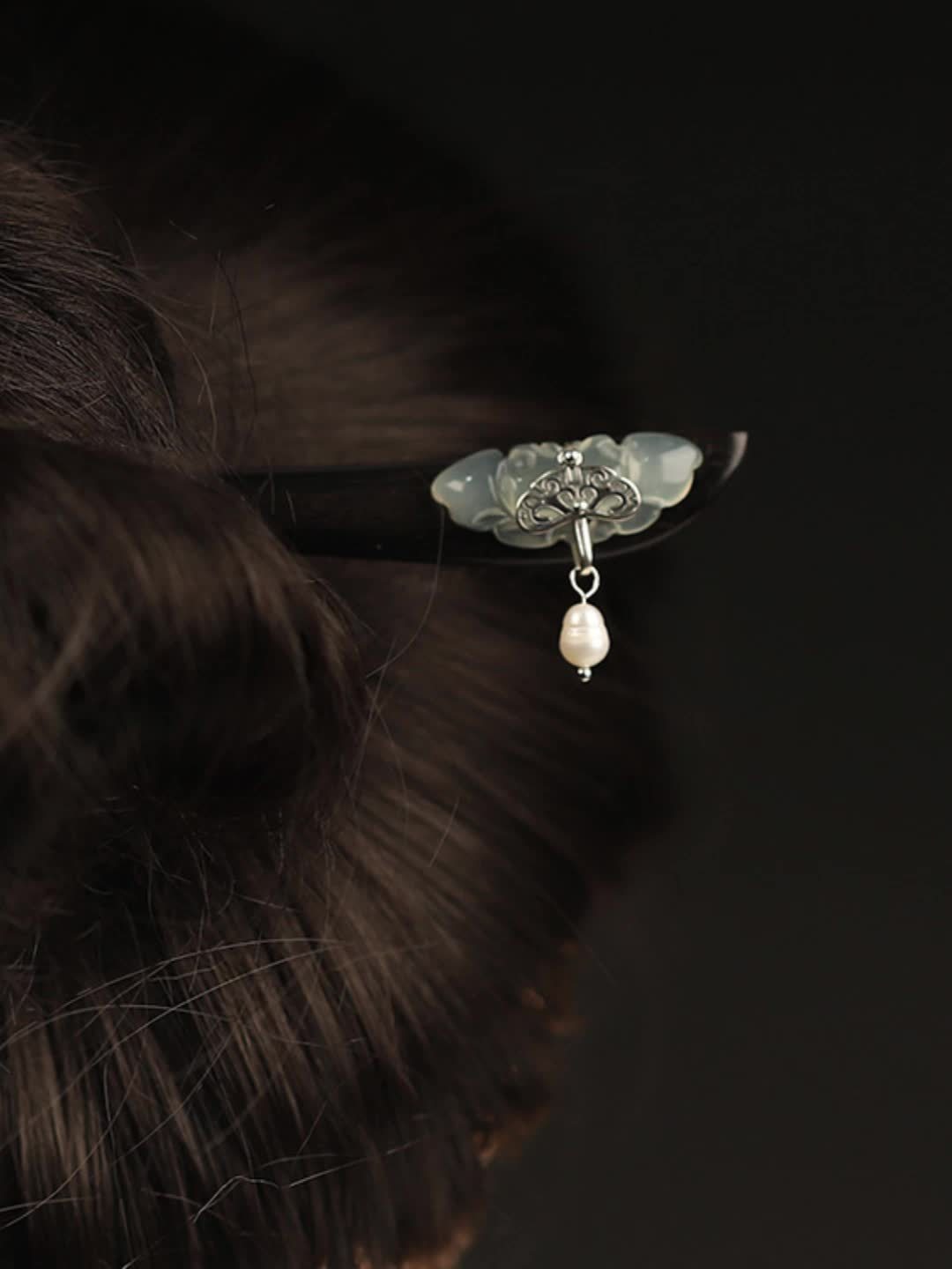 1pc Elegant Chinese Style Lotus Pearl Hairpin - Vintage Luxury Hair Stick for Bun Updo with Mindful Energy Flow, Daily Wear & Holiday Gifts