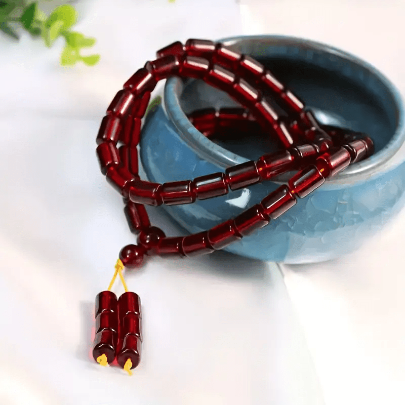 Burgundy Red Buddhist Prayer Beads for Grounding, Vitality, and Spiritual Protection