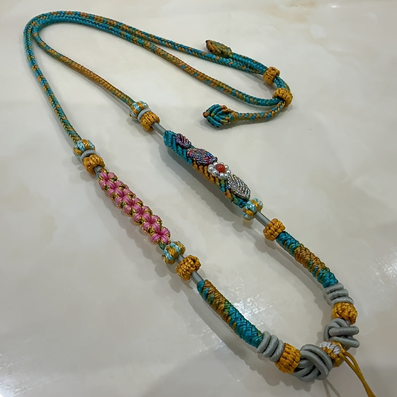 Vibrant Bohemian Hand-Woven Adjustable Necklace — Spiritual Harmony & Energy Balance Amulet