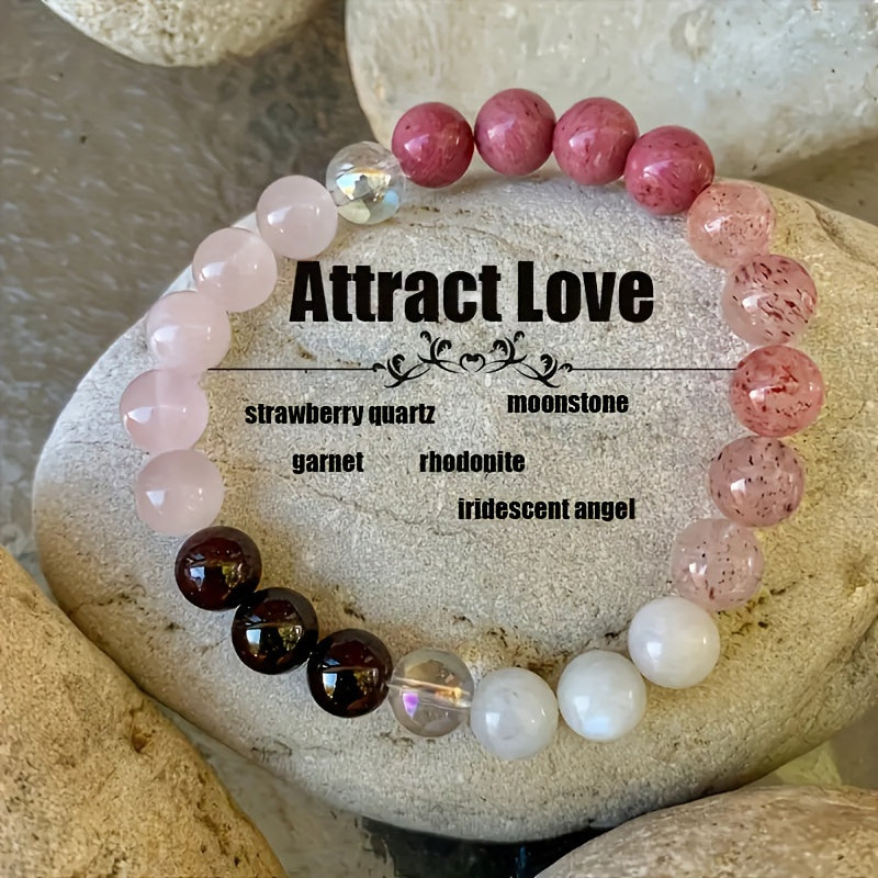 Strawberry Quartz Moonstone Bracelet - Spiritual Energy & Elegant Design for Casual Wear