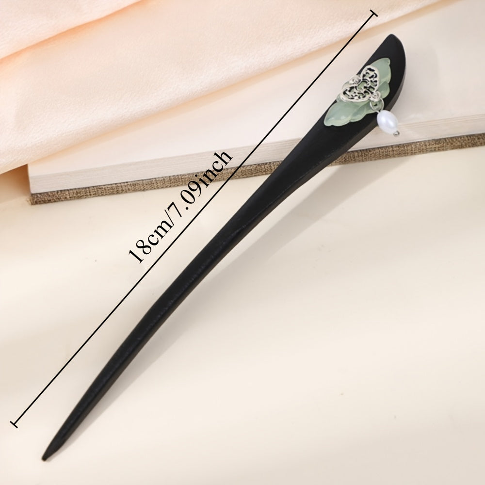 1pc Elegant Chinese Style Lotus Pearl Hairpin - Vintage Luxury Hair Stick for Bun Updo with Mindful Energy Flow, Daily Wear & Holiday Gifts