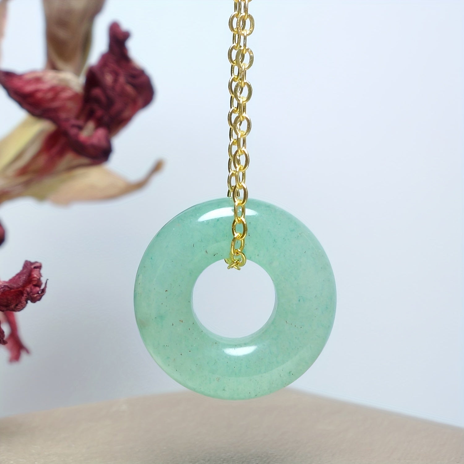 Heart & Flower Geometric Stone Necklace: Natural Energy Protection for Men