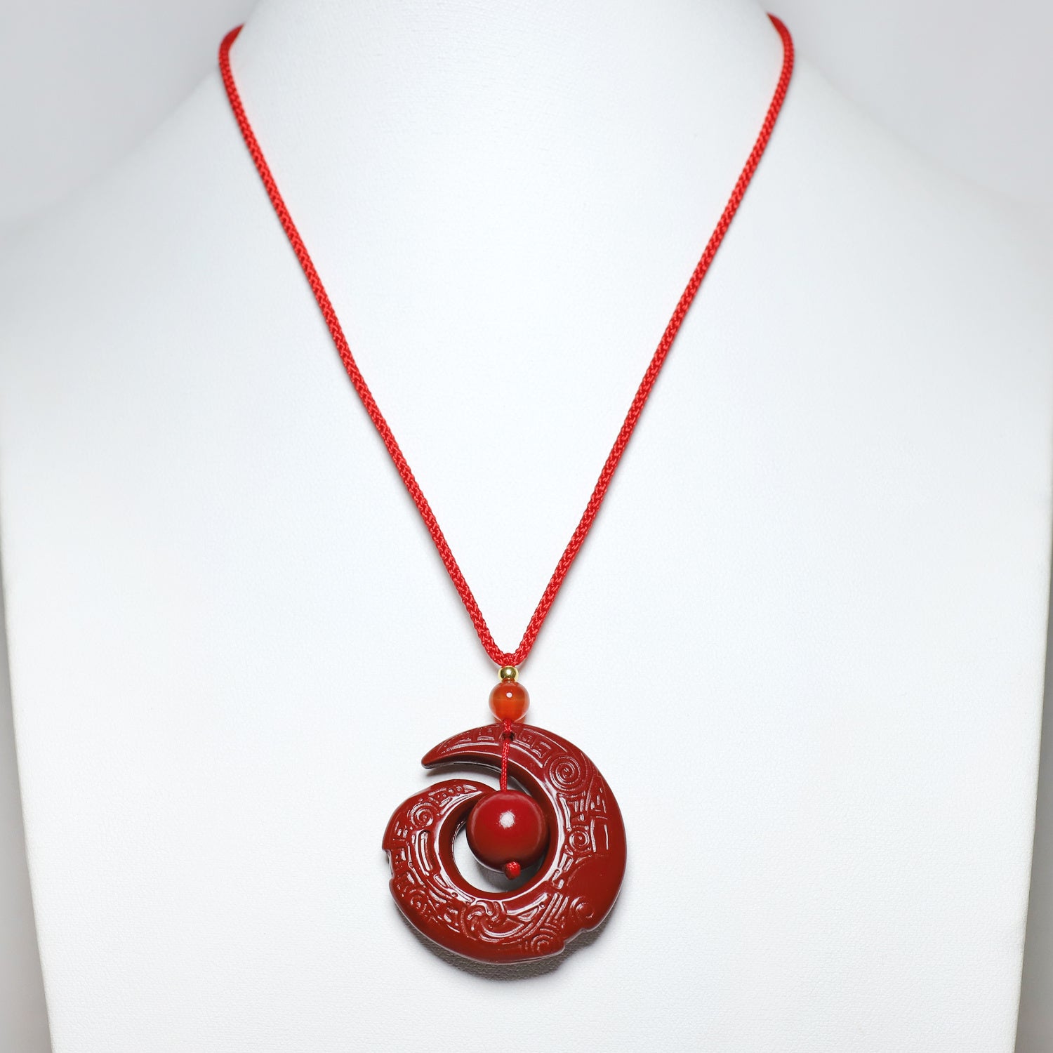 Lucky Cinnabar Pendant Necklace — Protection, Grounding & Heart Energy