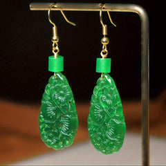 Natural Stone Floral Drop Earrings - Floral Energy for Beach Parties & Festivals with Spiritual Harmony