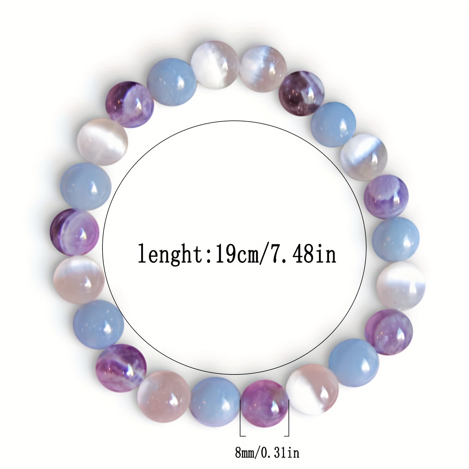 Angelite & Amethyst 8mm Beaded Bracelet - Bohemian Elegant Inner Peace Fashion Accessory