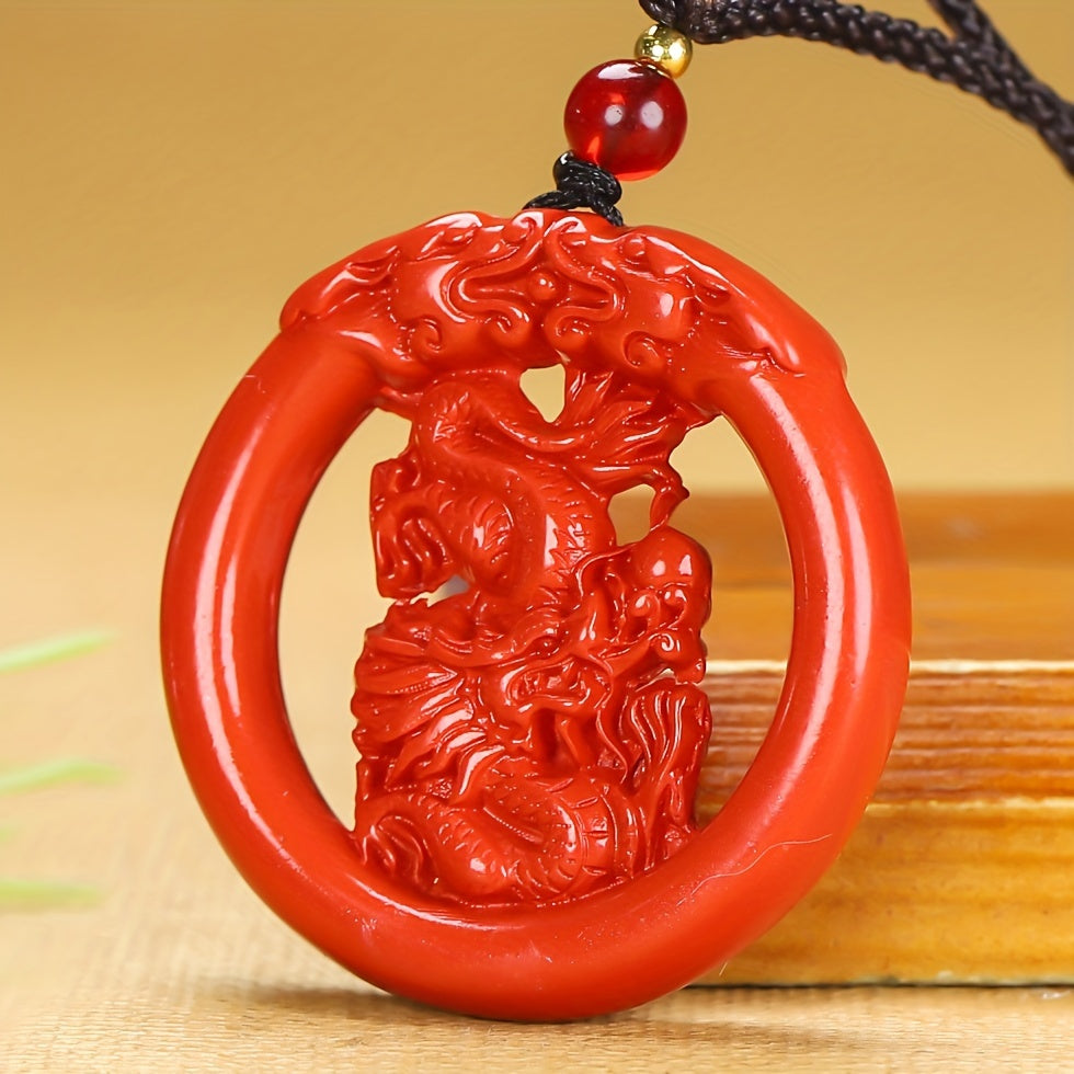 Emperor's Sand Zodiac Pendant for Luck & Protection - Double-Sided Dragon Engraving, Hollow Design Jewelry