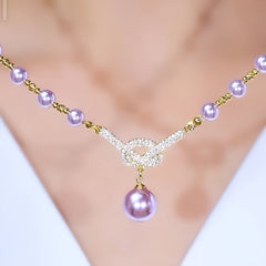 Pearl & Gold Knot Pendant Necklace — Harmony, Luck & Elegance Energy Amulet
