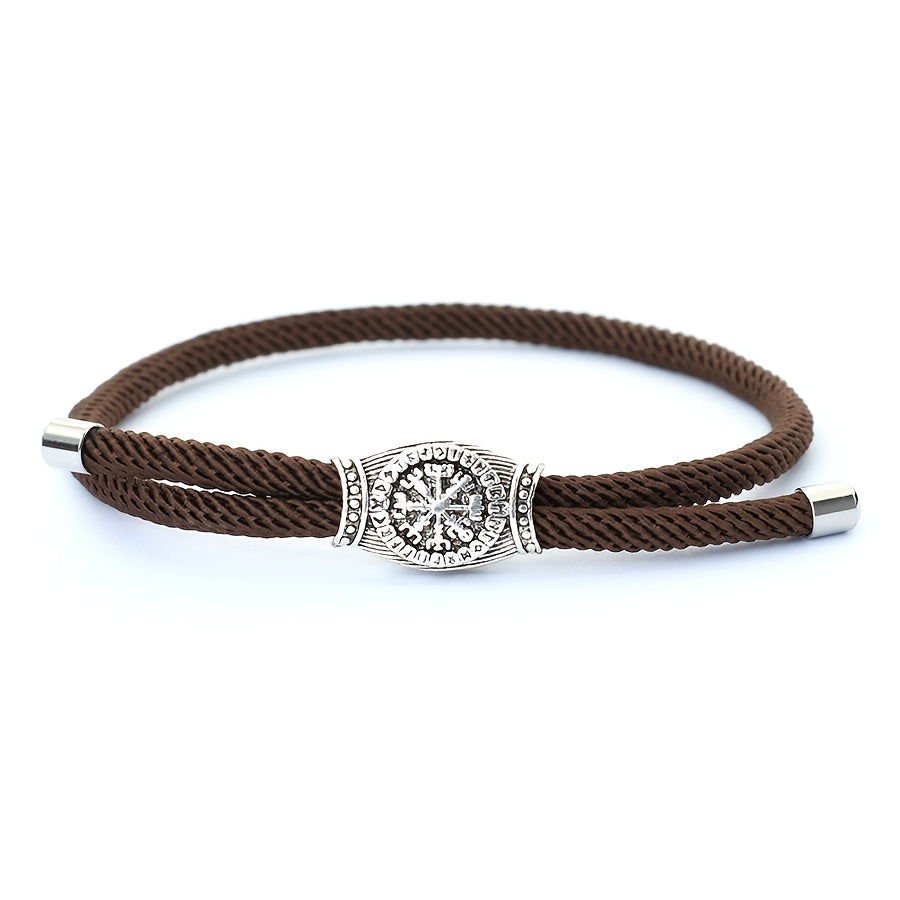 Handmade Nylon Rope Bracelet - Adjustable Viking Bangle with Nordic Runes for Strength & Protection