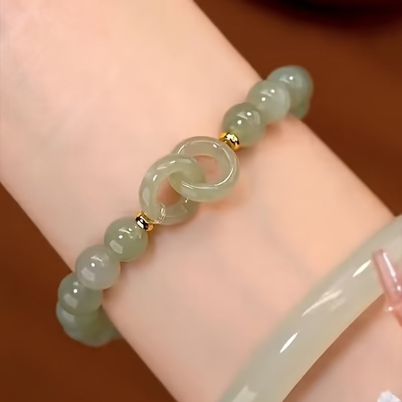 Elegant Green & White Beaded Bracelet - Harmony & Spiritual Energy