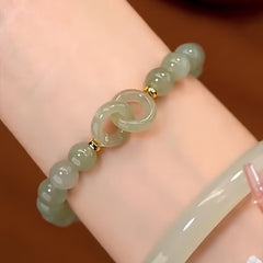 Elegant Green & White Beaded Bracelet - Harmony & Spiritual Energy