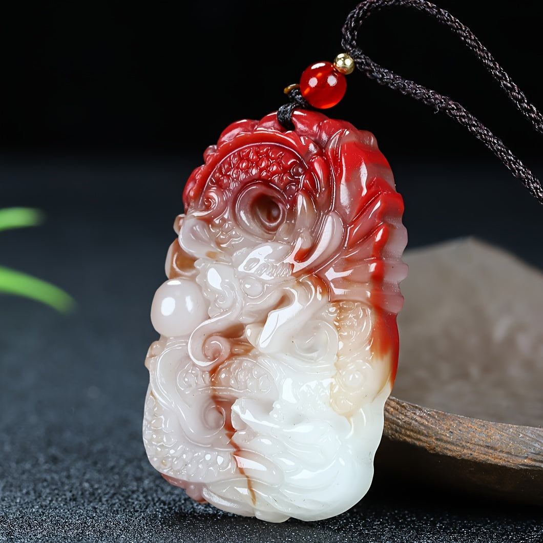 Artificial Dragon Brand Pendant Necklace - Red Energy Talisman for Prosperity & Protection