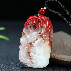 Artificial Dragon Brand Pendant Necklace - Red Energy Talisman for Prosperity & Protection