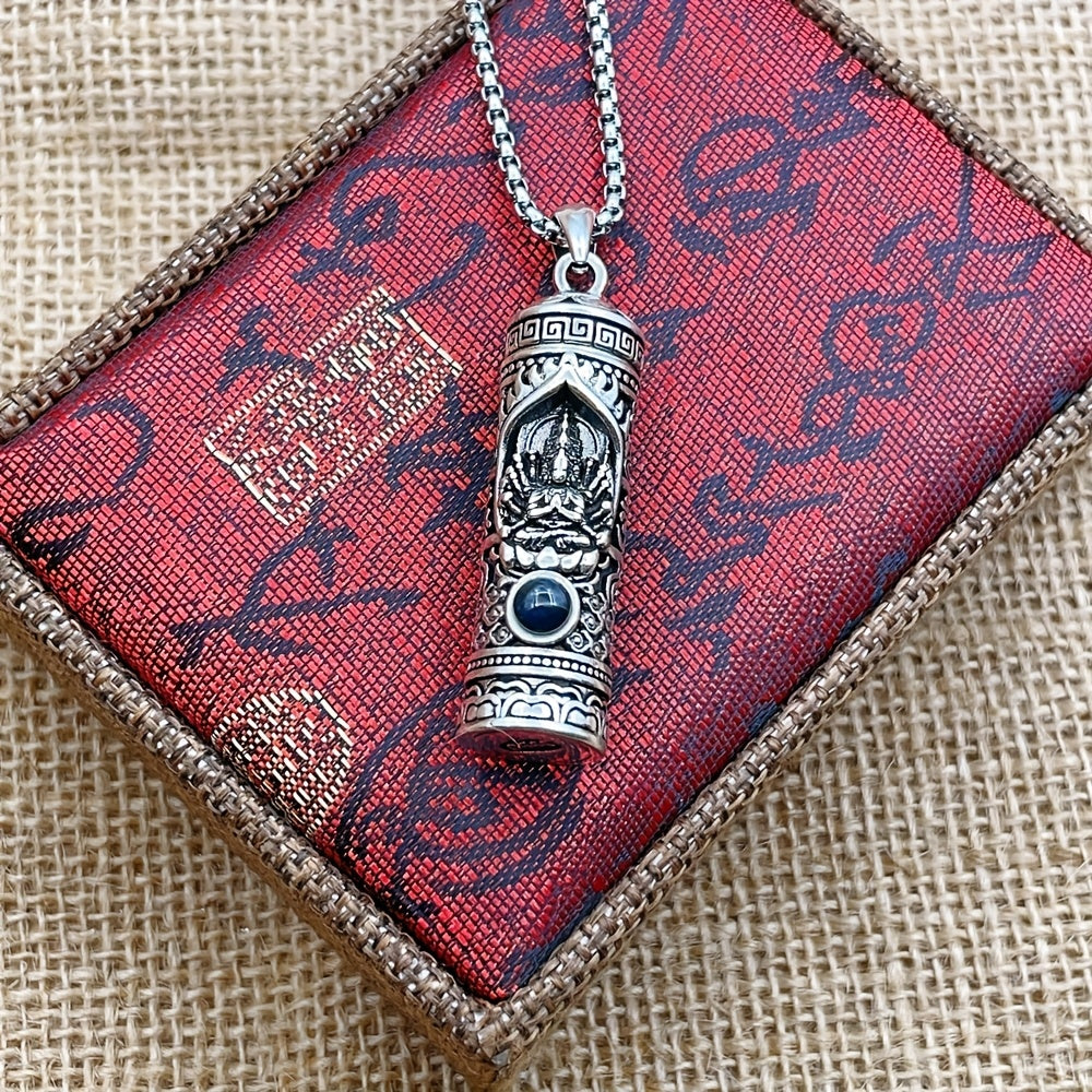 Vintage-Inspired Rotating Buddha Pendant Necklace - Spiritual Protection & Serenity