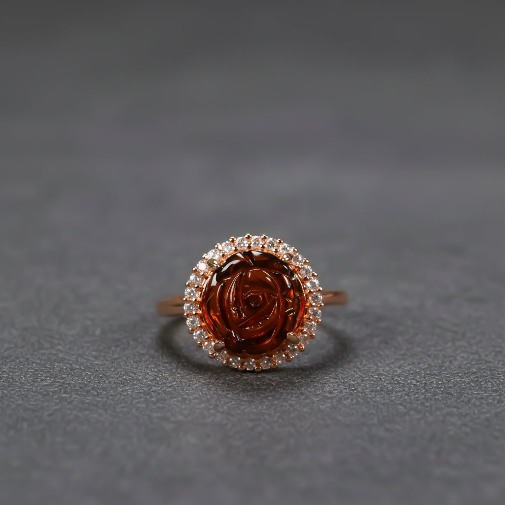 Elegant Vintage Rose Agate Adjustable Ring for Love & Emotional Balance, Handmade Gemstone Jewelry