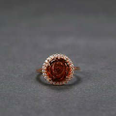 Elegant Vintage Rose Agate Adjustable Ring for Love & Emotional Balance, Handmade Gemstone Jewelry