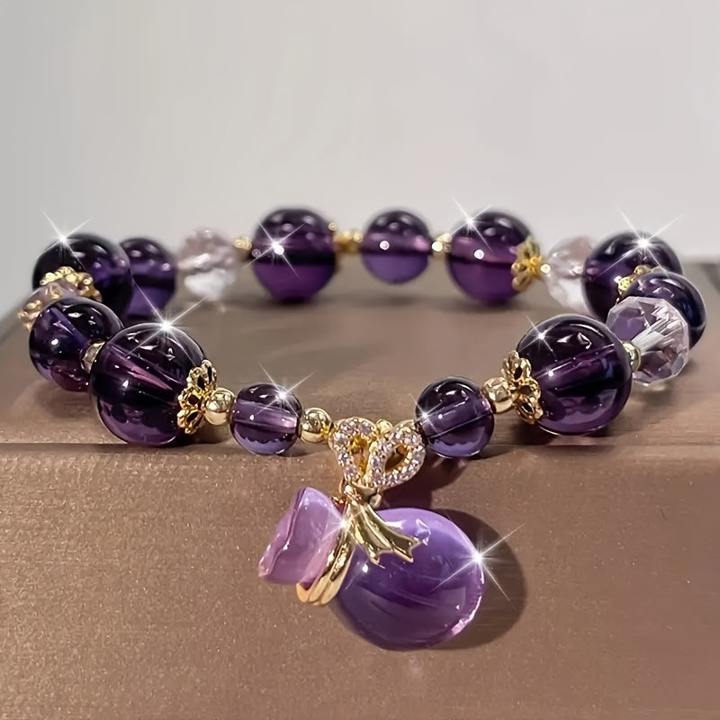 Bohemian Amethyst Bead Bracelet – Wealth & Protection Energy for Daily Wear