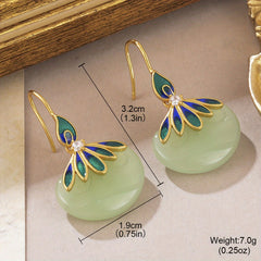 Green Copper Peacock Earrings Sexy Dangle Festival Jewelry with Mind-Body-Spirit Balance
