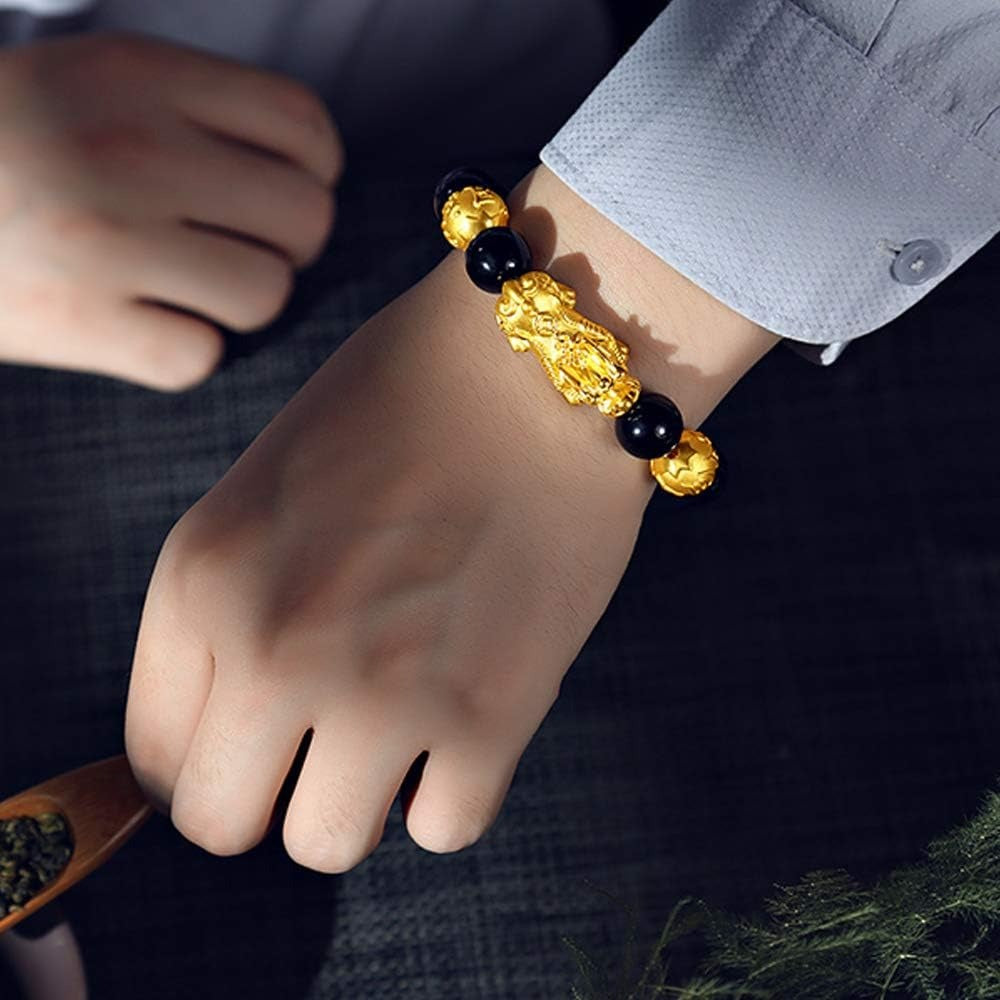 Feng Shui Wealth Bracelet  Ultimate Prosperity Armor for Men Women Pixiu and black obsidian. It brings prosperity, offers protection, attracts good fortune and repels evil spirits