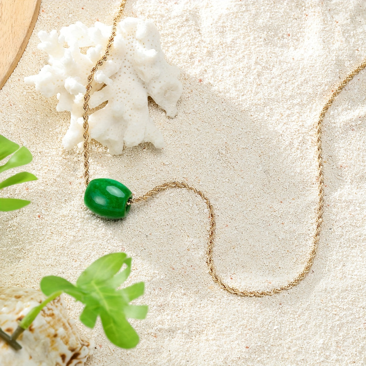 Deep Green Gemstone Pendant Necklace - Natural Energy for Harmony & Prosperity