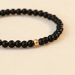 Elegant Obsidian & Golden Bead Bracelet for Protection & Balance