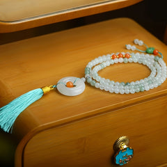 Bohemian Jade Peace Buckle Pendant for Safe Journeys, Spiritual Protection, and Elegant Style