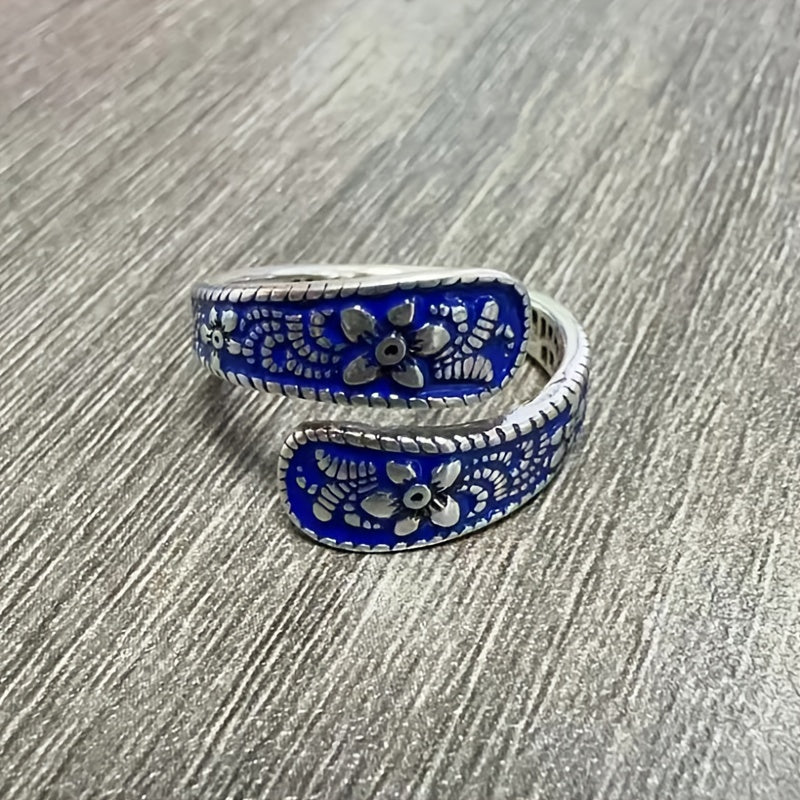 Floral Adjustable Ring – Vintage Copper Botanical Jewelry for Spiritual Protection & Harmony