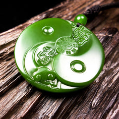 Natural Stone Tai Chi Bagua Pendant Necklace - Yin-Yang Symbol for Martial Arts & Feng Shui Energy
