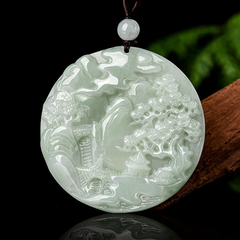 Elegant Natural Stone Mountain Water Pendant – Harmony & Tranquility for Unisex Wear