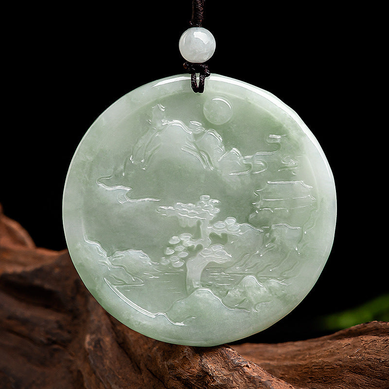 Elegant Natural Stone Mountain Water Pendant – Harmony & Tranquility for Unisex Wear