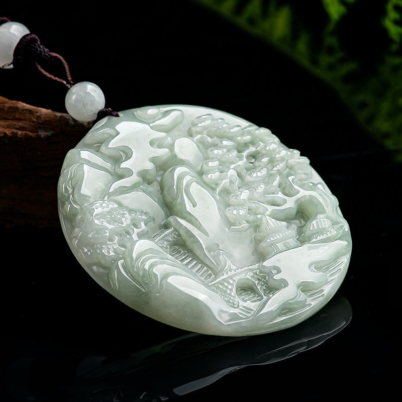 Elegant Natural Stone Mountain Water Pendant – Harmony & Tranquility for Unisex Wear